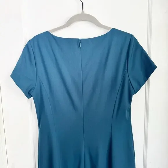 Lafayette 148 New York V-Neck Virgin Wool Pencil Dress Fluted Back Skirt Size 6 - Picture 9 of 12